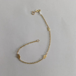 PULSERA TEJIDO ESPECIAL FIG CORAZONES 14K 18 CM 1.3 GR (NUEVO)