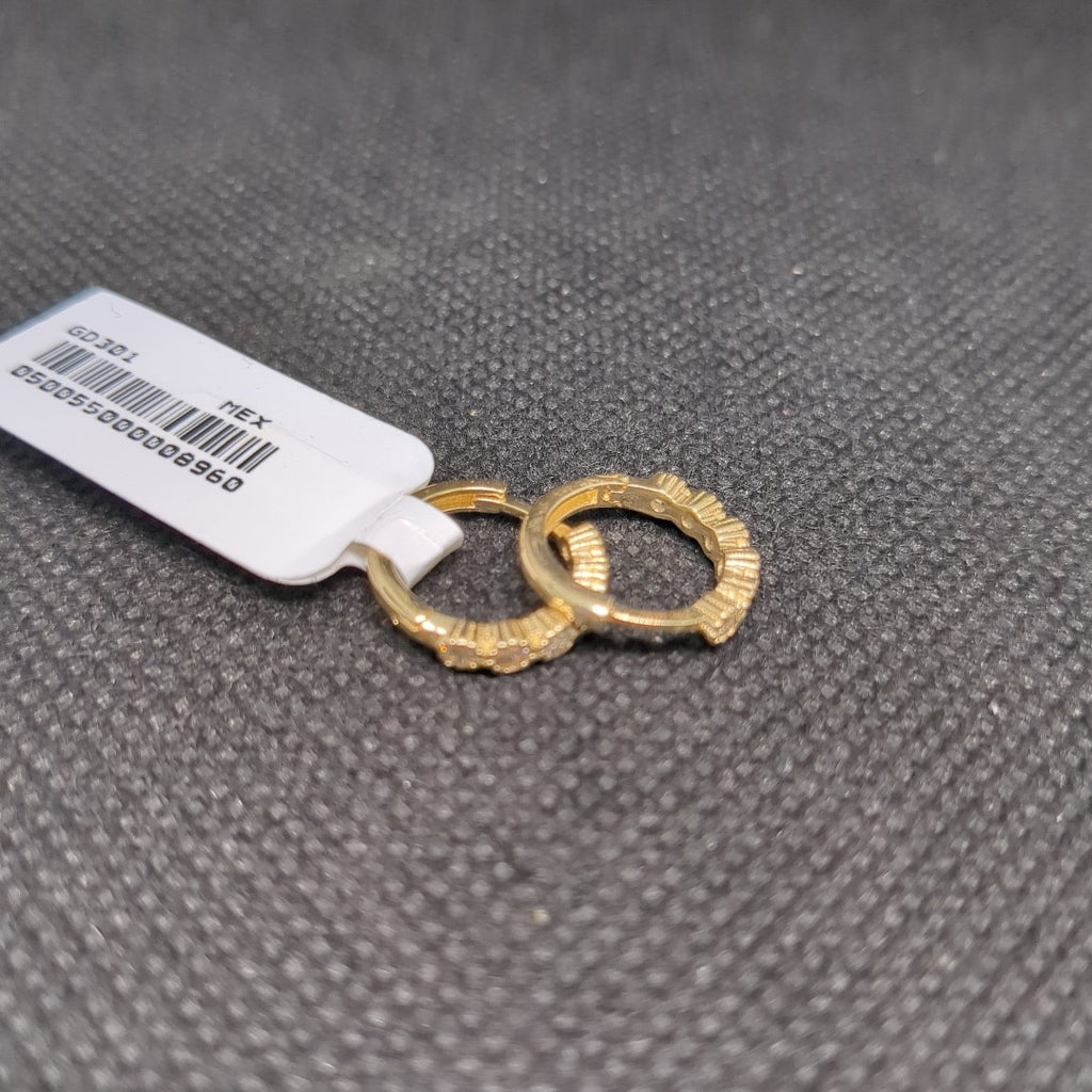 ARETES HUGGIES C CIRCONIAS 14K 2 GR (NUEVO)