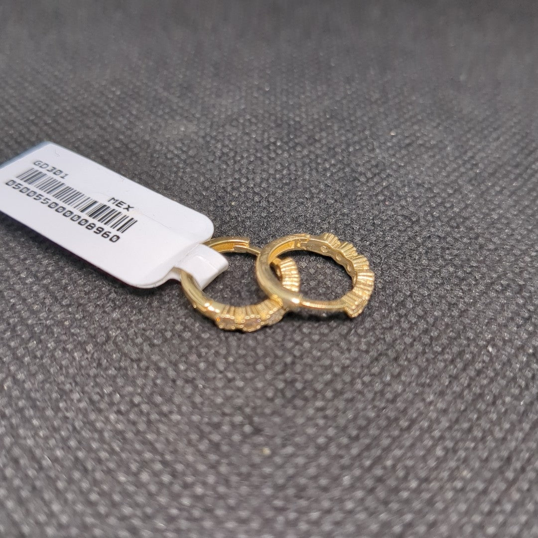 ARETES HUGGIES C CIRCONIAS 14K 2 GR (NUEVO)