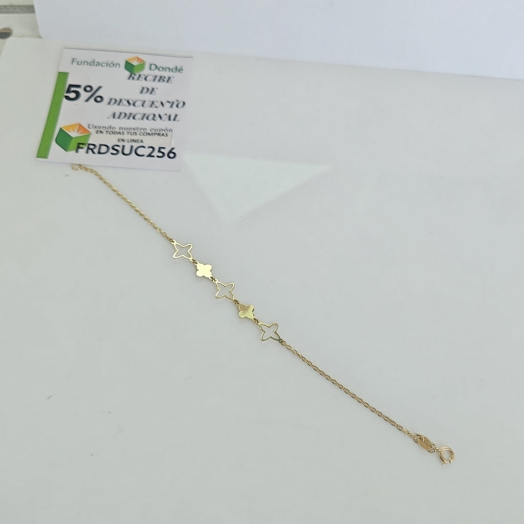 PULSERA TEJIDO ESP CON TREBOL 14K 18 CM 1.6 GR (NUEVO)