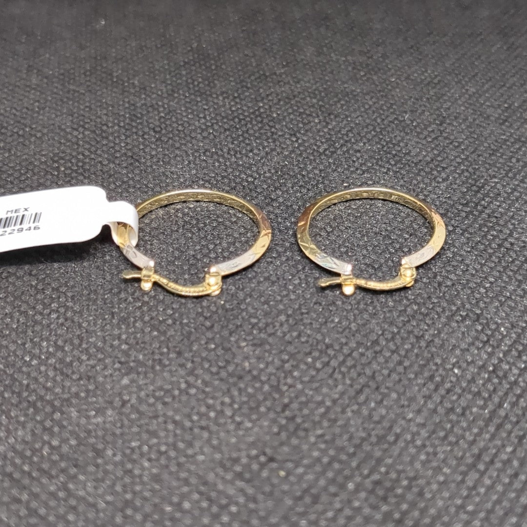 ARETES TEJIDO ARRACADAS BISELADAS COMBINADAS 14K 1.4 GR (NUEVO)