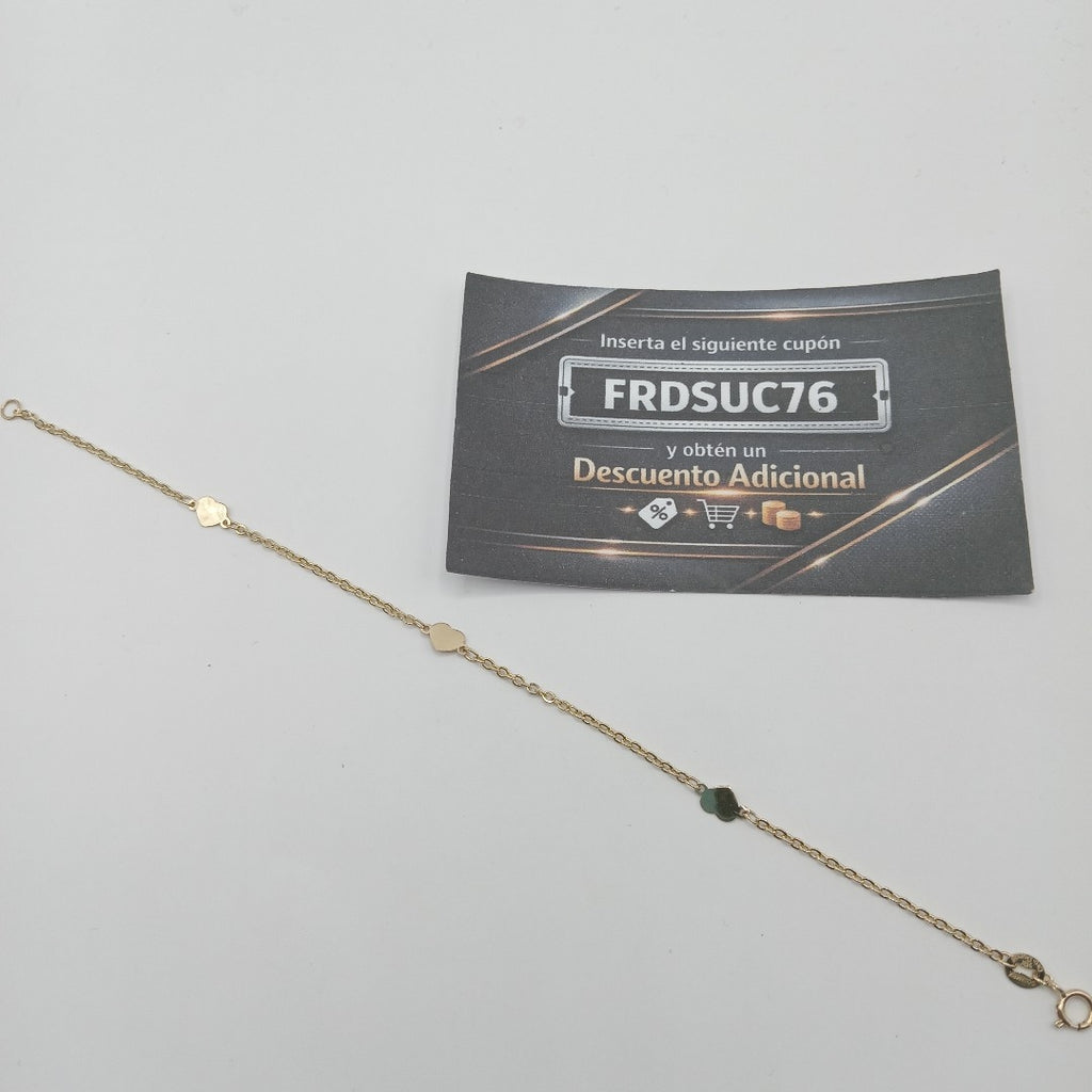 PULSERA TEJIDO ESPECIAL FIG CORAZONES 14K 18 CM 1.3 GR (NUEVO)