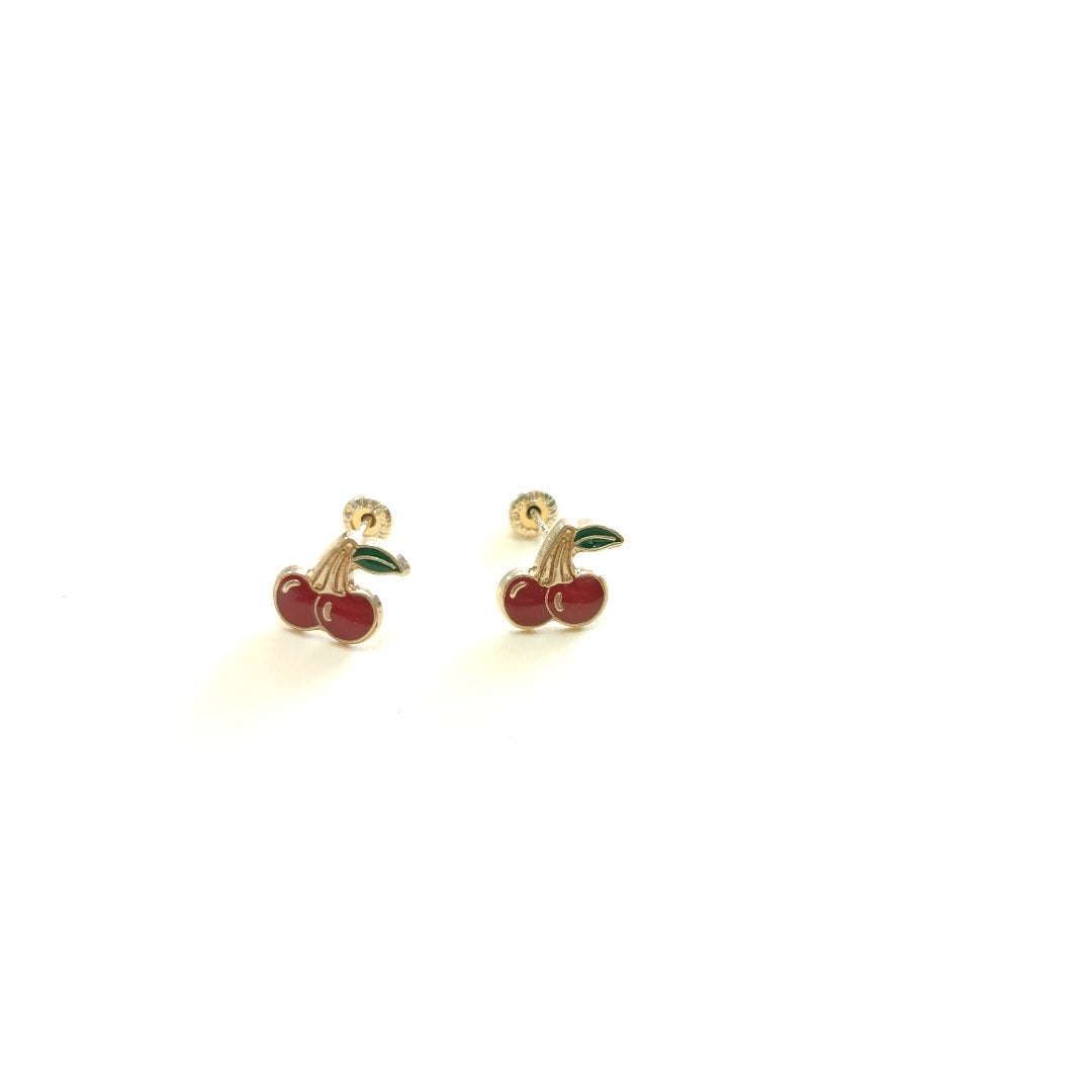 BROQUELES BROQUE FIG CEREZA C ESMALTE 14K 0.2203 GR (NUEVO)