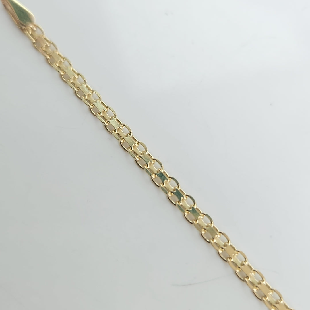 PULSERA TEJIDO ESPECIAL CON INFINITO Y CIRCONIAS 14K 18 CM 3.3 GR (NUEVO)