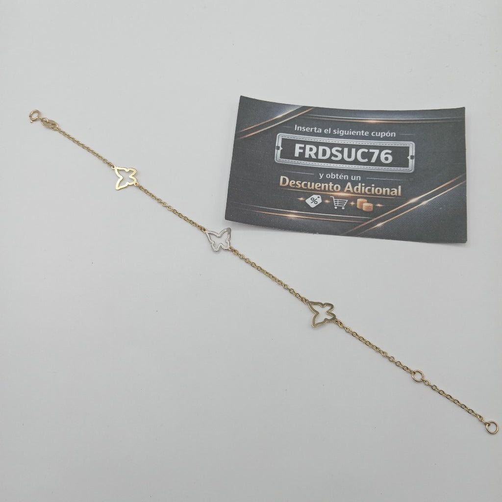 PULSERA ESPECIAL C MARIPOSAS 14K 18 CM 1.7 GR (NUEVO)