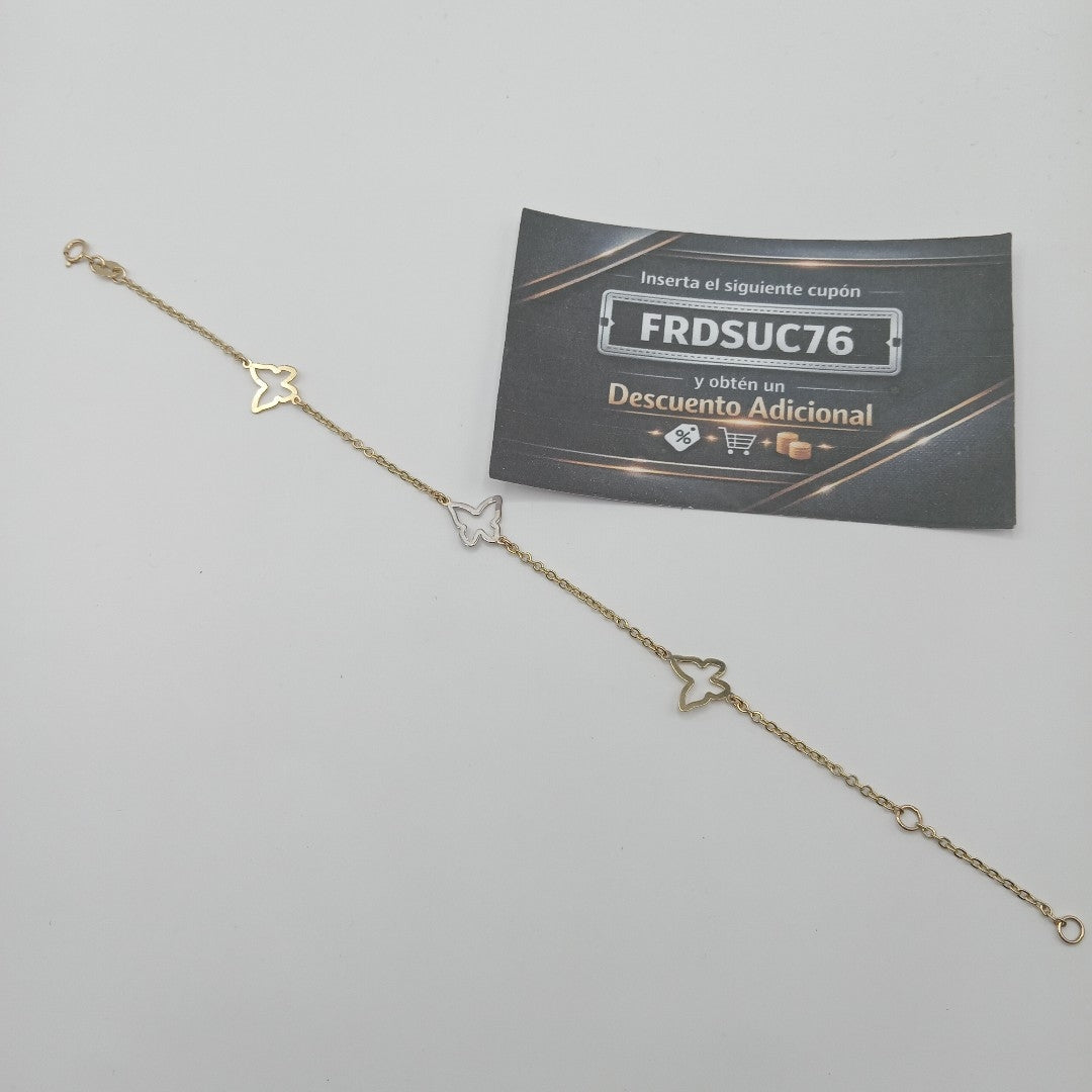 PULSERA ESPECIAL C MARIPOSAS 14K 18 CM 1.7 GR (NUEVO)