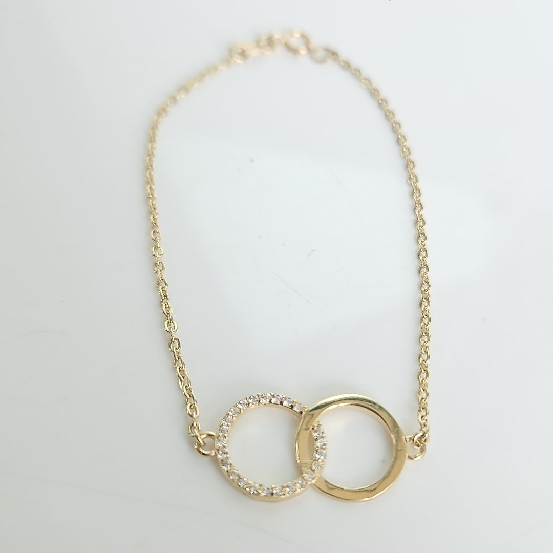 PULSERA TEJIDO ESPECIAL FIG AROS UNIDOS C CIRCS 14K 18 CM 2.1 GR (NUEVO)