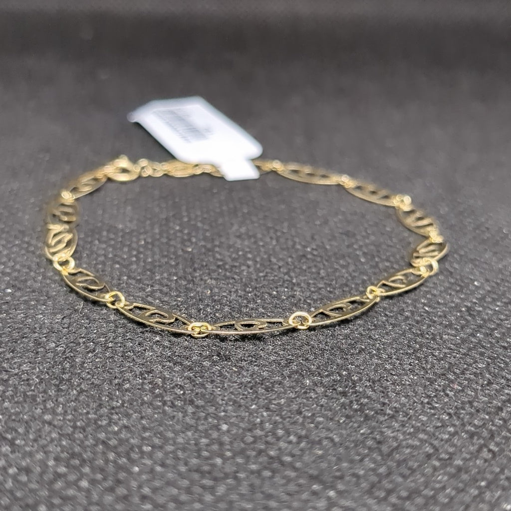 PULSERA TEJIDO ESPECIAL CON CORAZON 14K 18 CM 1.3 GR (NUEVO)