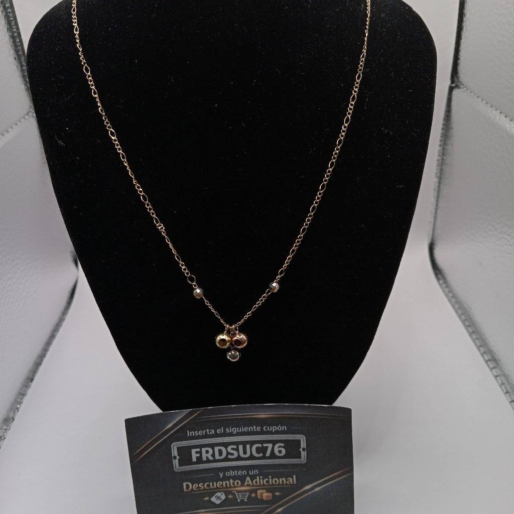 CADENA GARGANTILLA 3X1 CON ESFERAS COMBINADAS 14K 45 CM 3.1 GR (NUEVO)