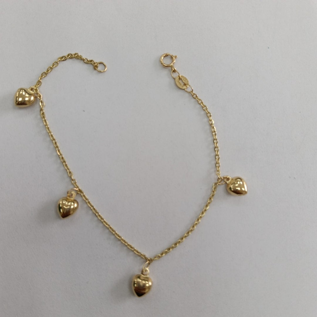 PULSERA ESP CON FIG CORAZONES 14K 18 CM 1.8 GR (NUEVO)