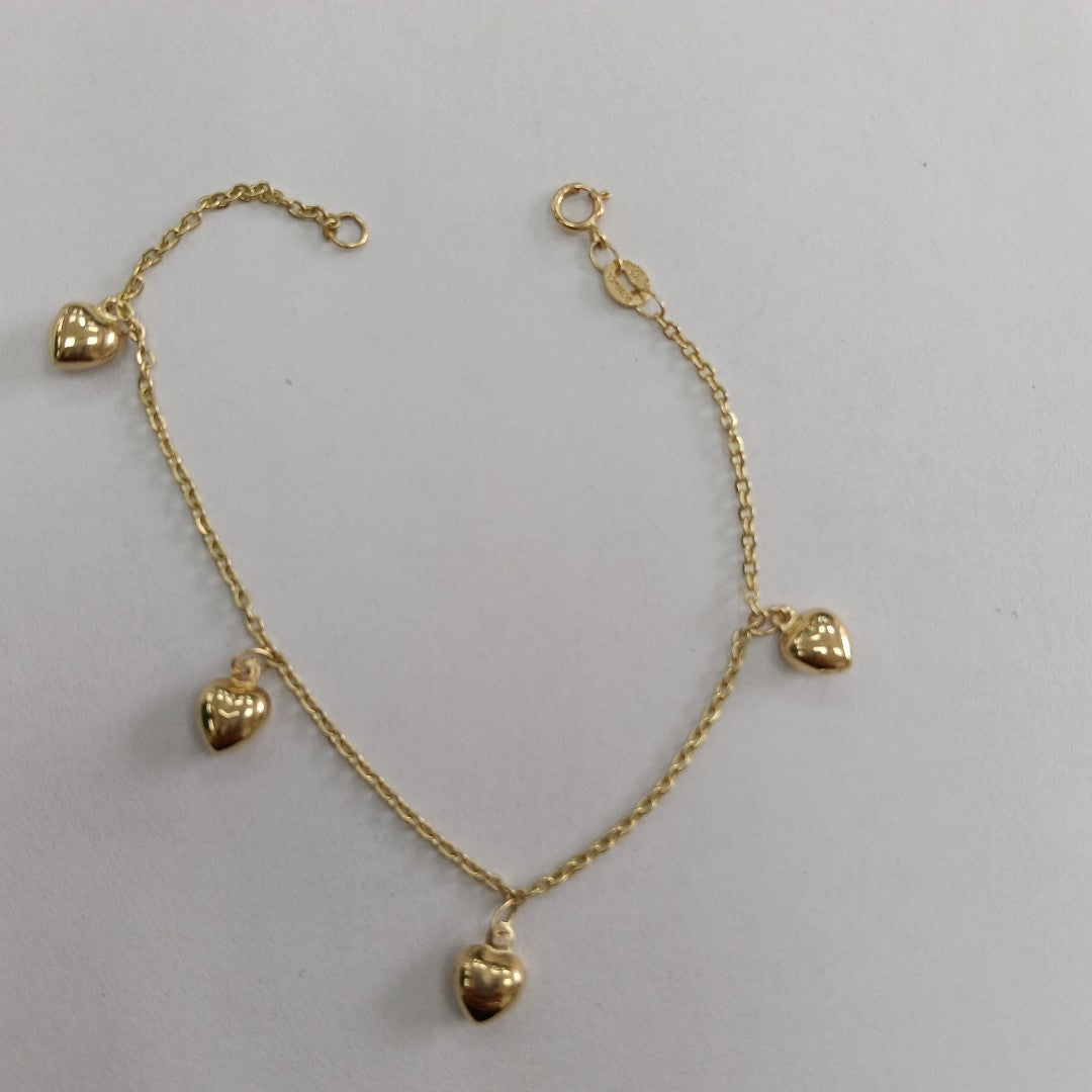 PULSERA ESP CON FIG CORAZONES 14K 18 CM 1.8 GR (NUEVO)