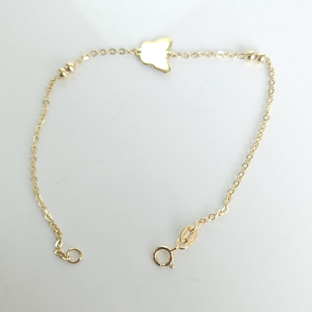 PULSERA TEJIDO ESPECIAL MARIPOSA CON ESMALTE 14K 18 CM 1.8 GR (NUEVO)