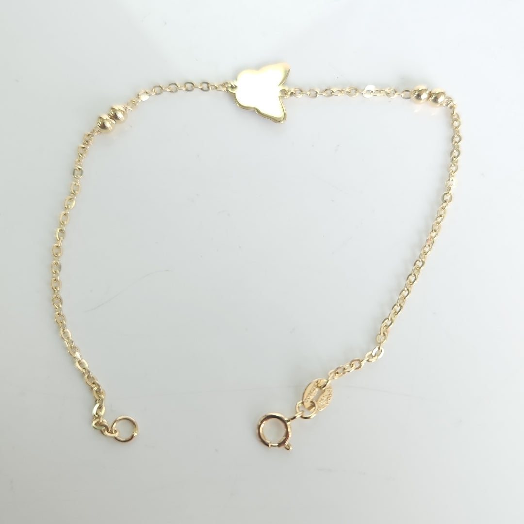 PULSERA TEJIDO ESPECIAL MARIPOSA CON ESMALTE 14K 18 CM 1.8 GR (NUEVO)