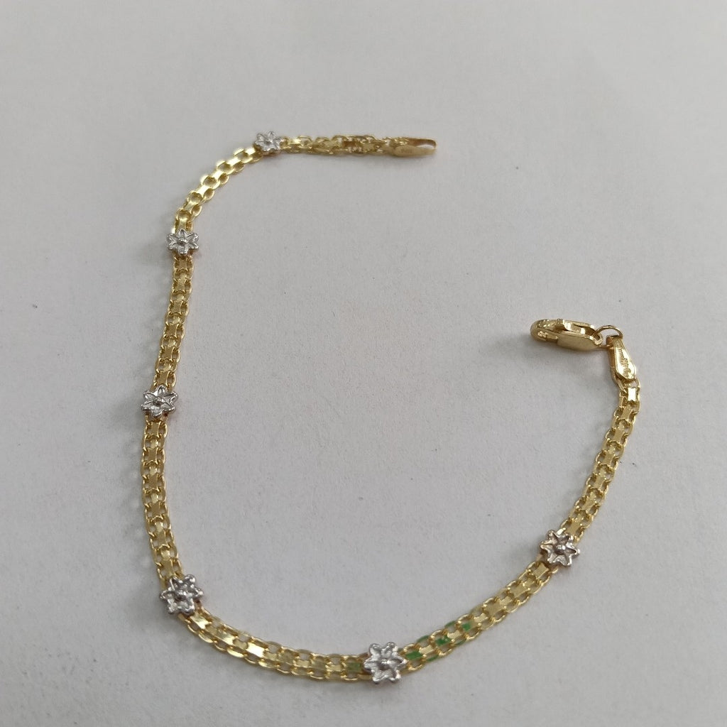 PULSERA ESPECIAL C FLORES 14K 18 CM 2.9 GR (NUEVO)