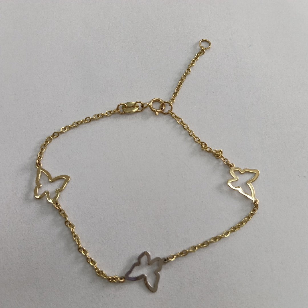PULSERA ESPECIAL C MARIPOSAS 14K 18 CM 1.7 GR (NUEVO)