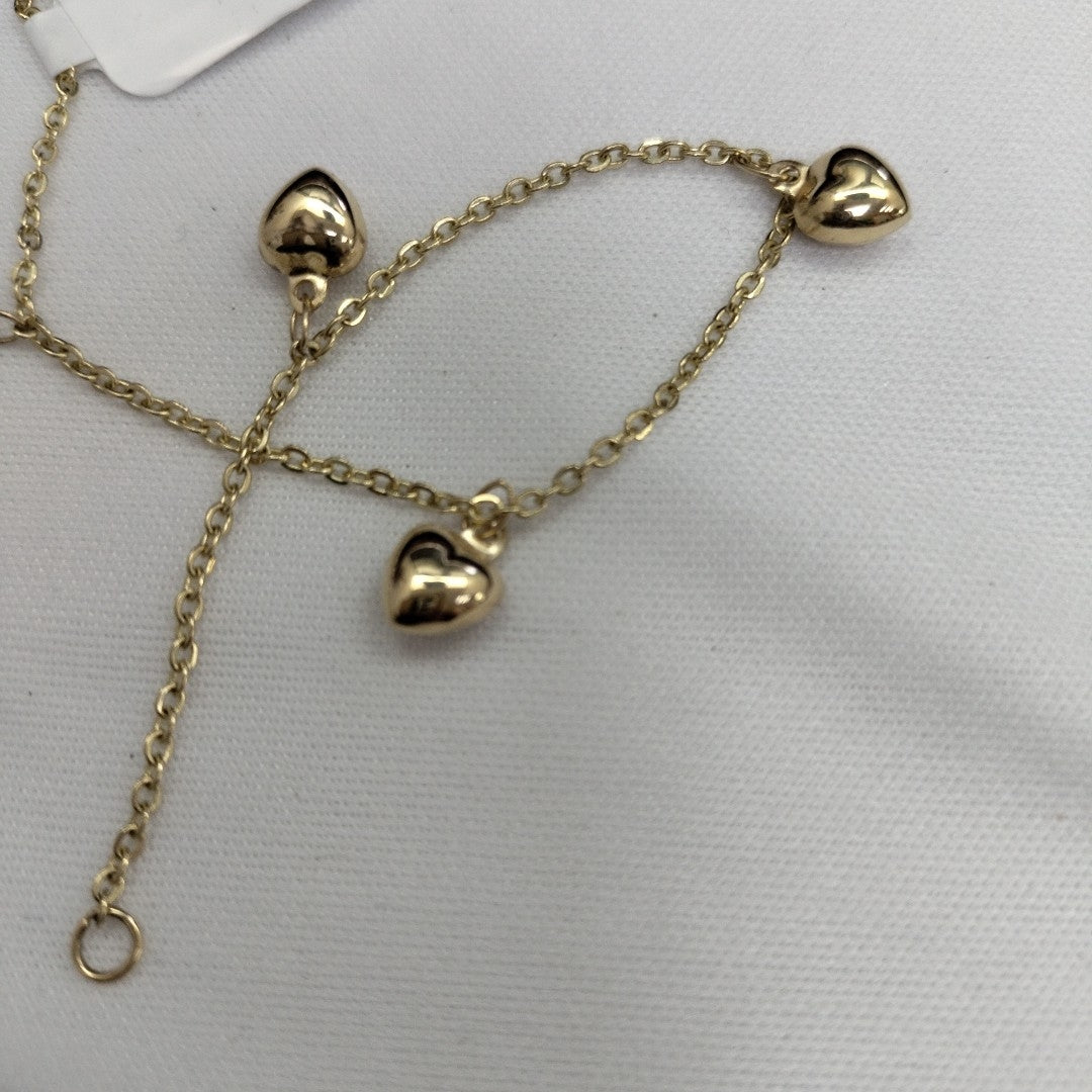 PULSERA ESP CON FIG CORAZONES 14K 18 CM 1.8 GR (NUEVO)