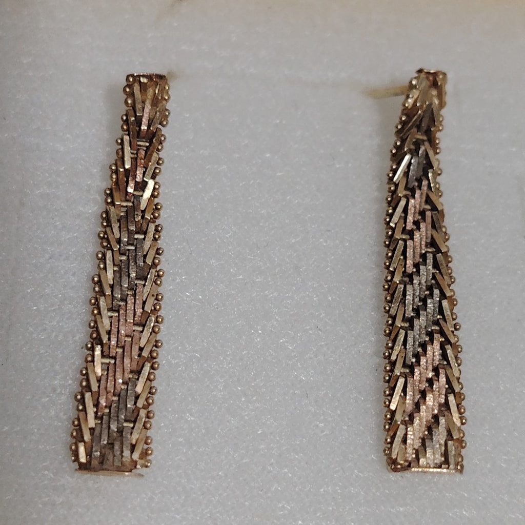ARETES PAR ORO COMBINADO 14 K 3.8 GRMS (SEMINUEVO)