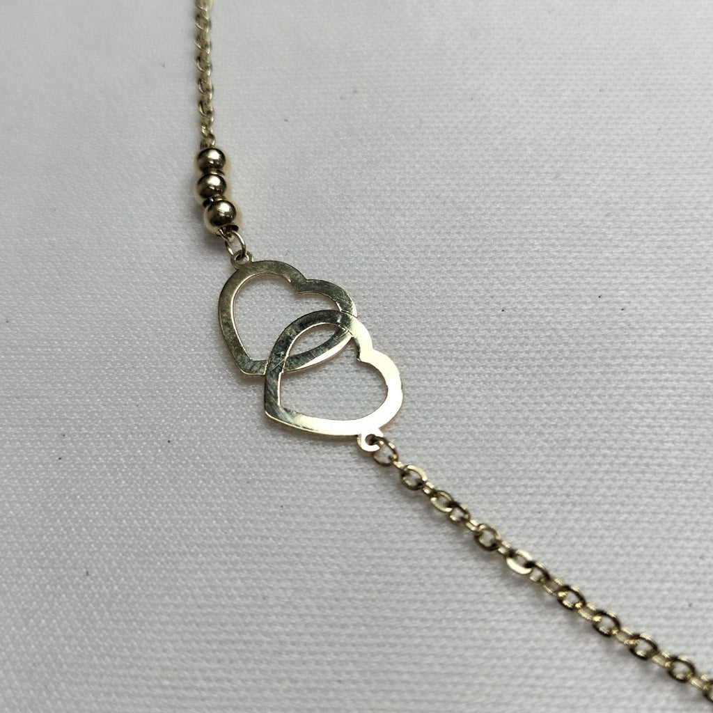 PULSERA TEJIDO ESPECIAL C CORAZONES 14K 18 CM 1.7 GR (NUEVO)