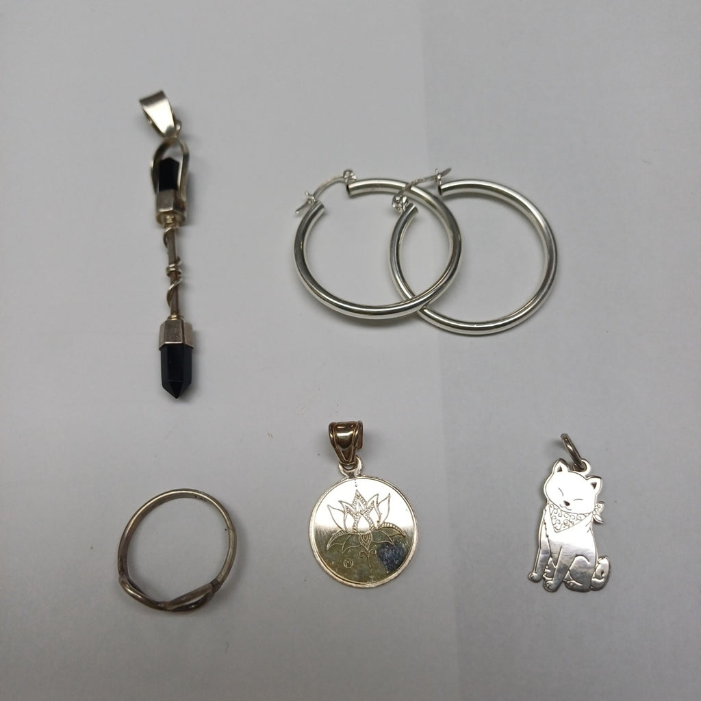 ANILLITO,ARRACADAS PAR,DIJE PLATA 11,00 GRMS (SEMINUEVO)