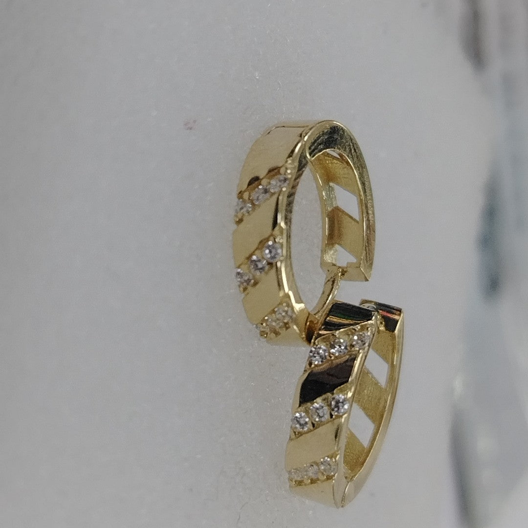 ARETES HUGGIES CON CIRCONIAS 14K 2.3 GR (NUEVO)