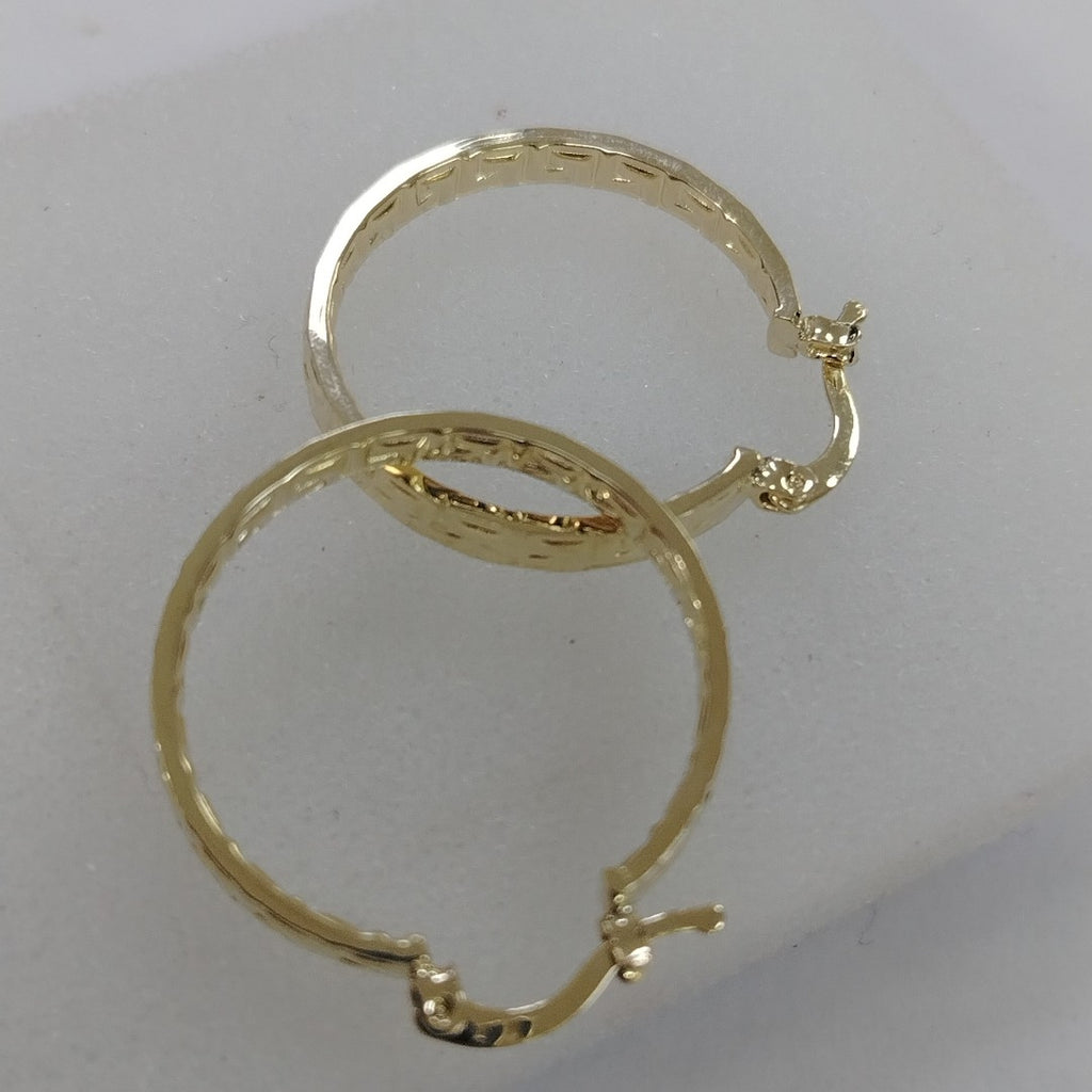 ARETES TEJIDO ARRACADA CON GRECAS 14K 2.7 GR (NUEVO)