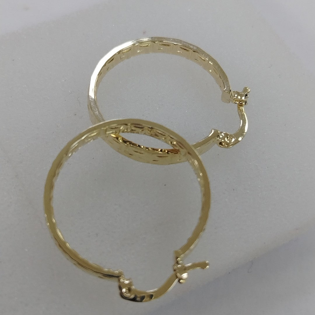 ARETES TEJIDO ARRACADA CON GRECAS 14K 2.7 GR (NUEVO)