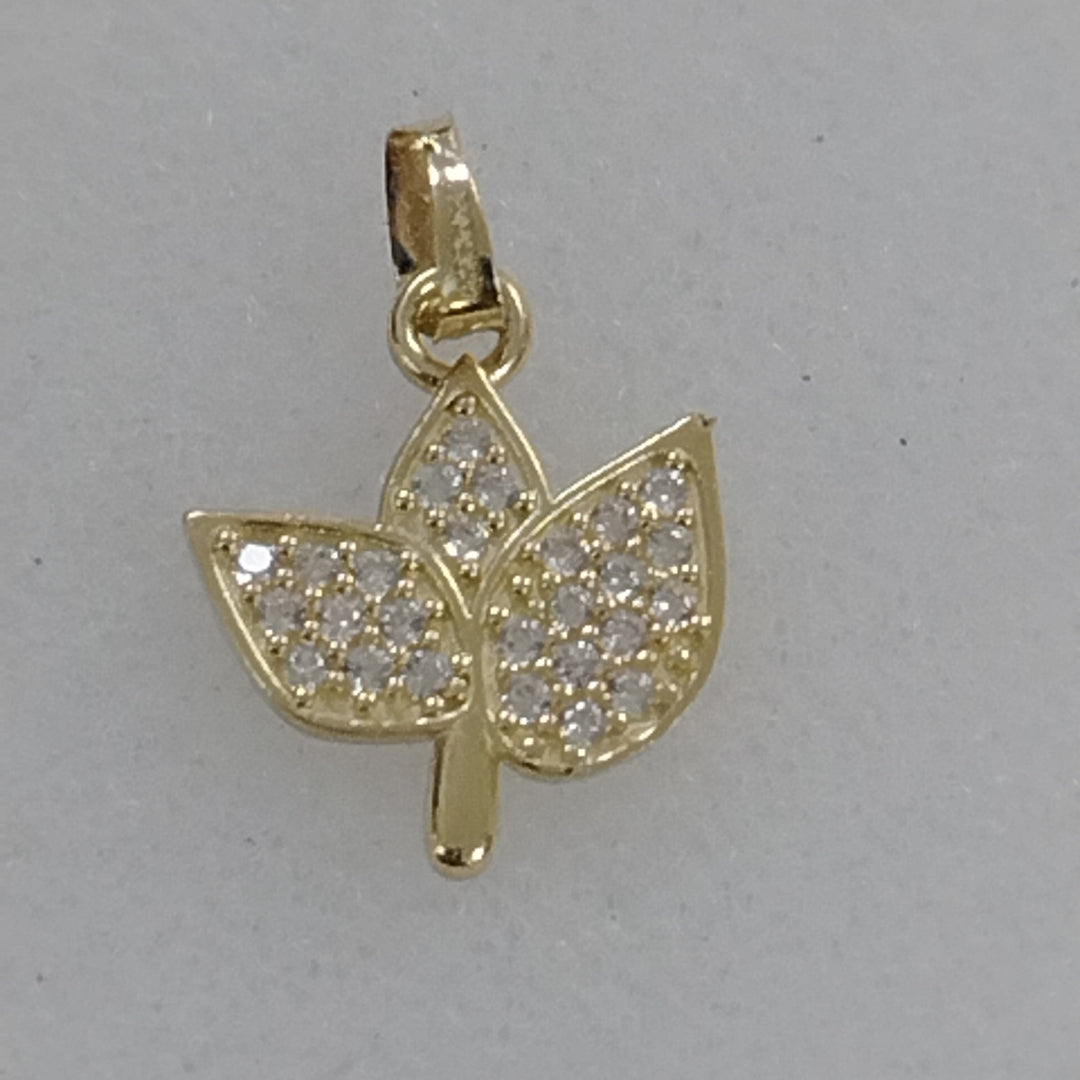 DIJE TEJIDO HOJAS CON CIRCONIAS 14K 1 GR (NUEVO)