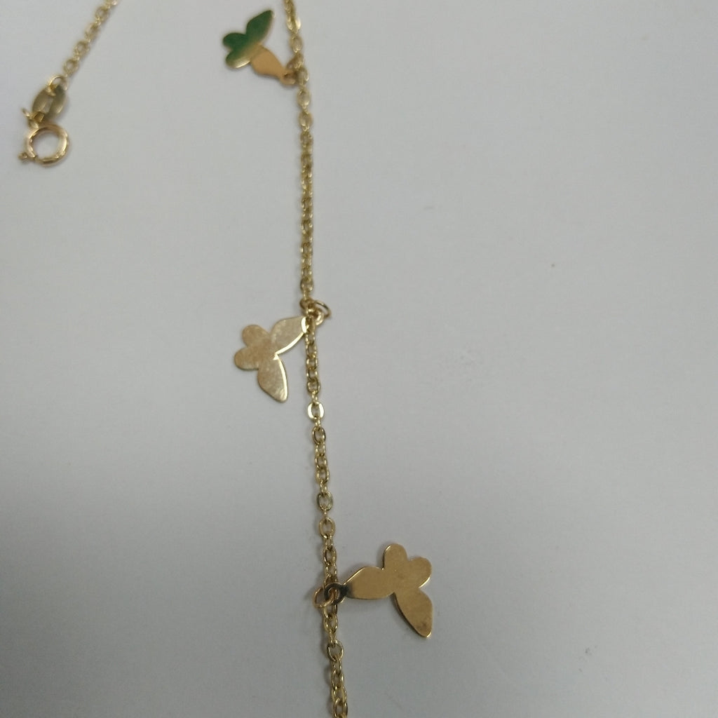 PULSERA ESPECIAL CON MARIPOSAS 14K 18 CM 2.1 GR (NUEVO)
