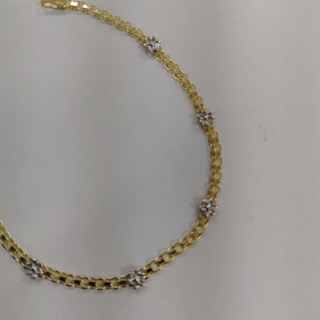 PULSERA ESPECIAL C FLORES 14K 18 CM 3 GR (NUEVO)