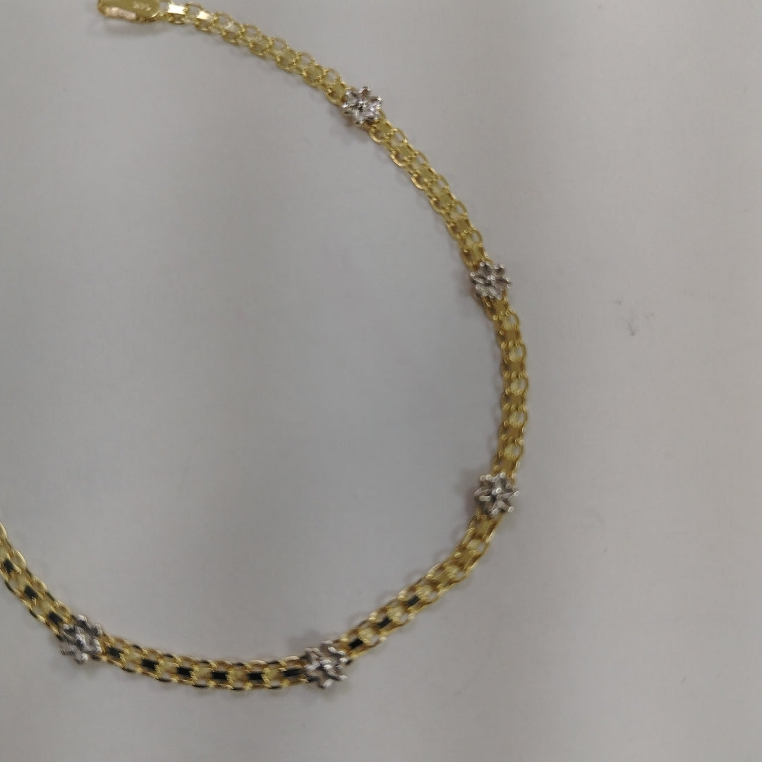 PULSERA ESPECIAL C FLORES 14K 18 CM 3 GR (NUEVO)