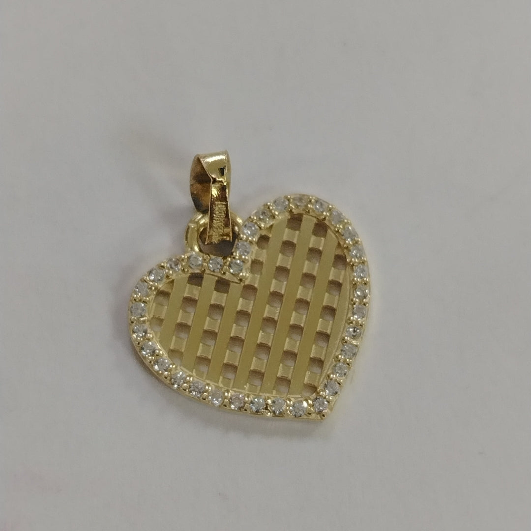DIJE TEJIDO CORAZON CON CERCO DE CIRCONIAS 14K 1.1 GR (NUEVO)