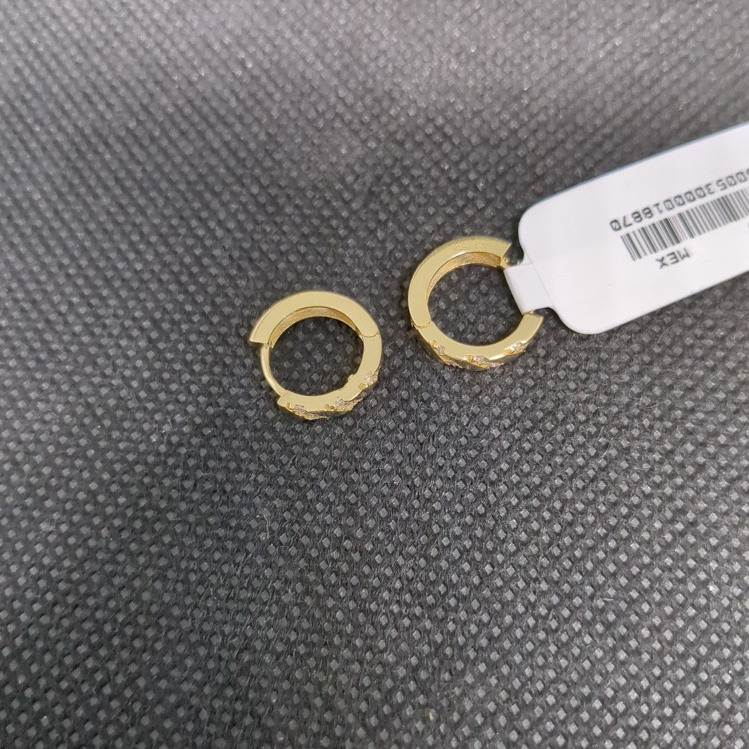 ARETES HUGGIES CON CIRCONIAS 14K 2.3 GR (NUEVO)