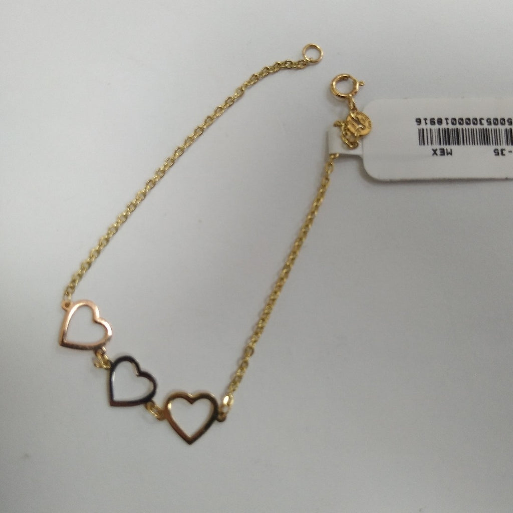 PULSERA ESPECIAL CON CORAZONES 14K 18 CM 1.3 GR (NUEVO)