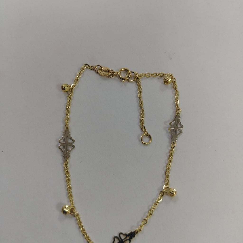PULSERA ESPECIAL CON TREBOL 14K 18 CM 1.8 GR (NUEVO)