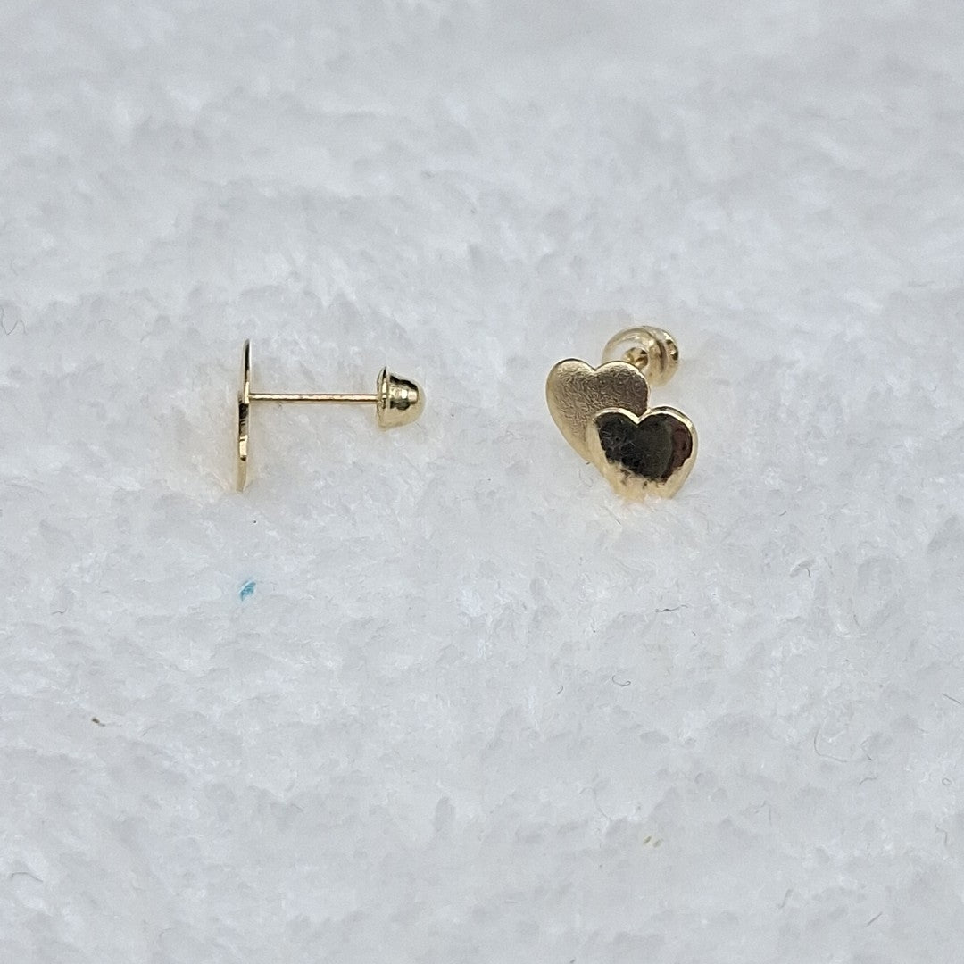 BROQUELES BROQUEL CORAZON DOBLE 14K 0.2171 GR (NUEVO)