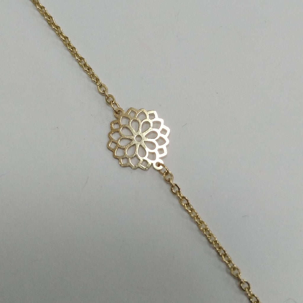 PULSERA TEJIDO ESPECIAL CON MANDALA 14K 18 CM 1.3 GR (NUEVO)