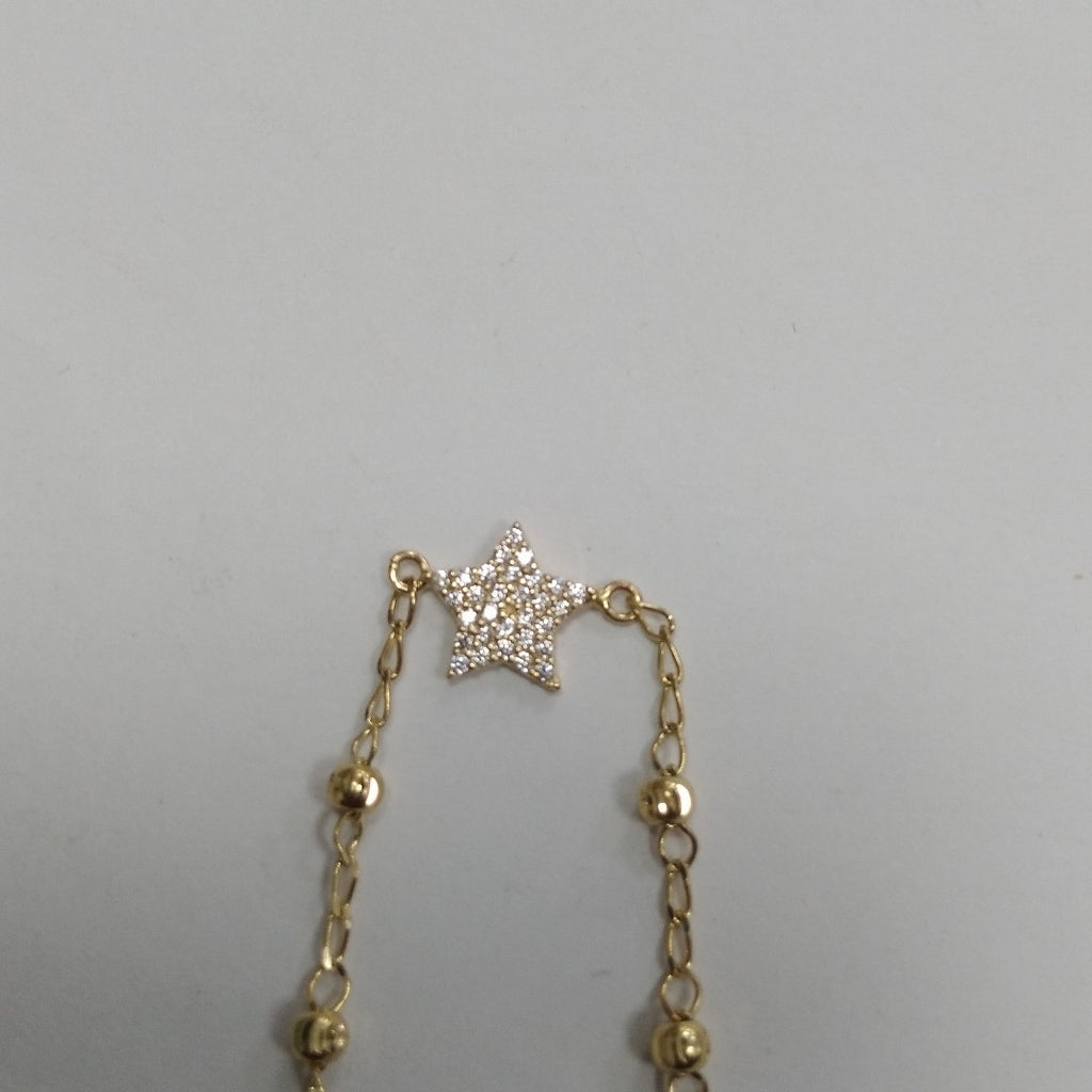 PULSERA ESPECIAL CON ESTRELLA Y CIRCONIAS 14K 18 CM 1.5 GR (NUEVO)