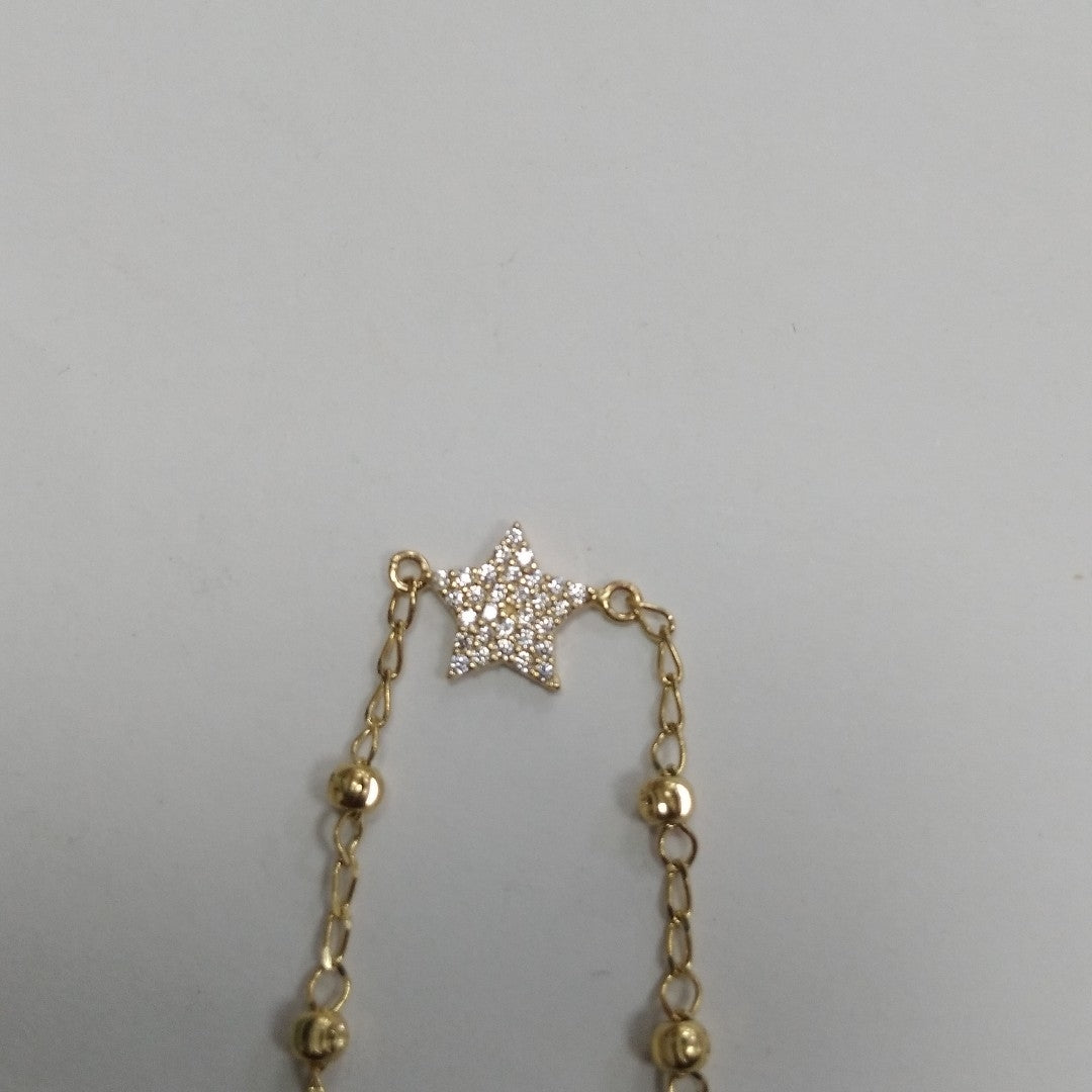 PULSERA ESPECIAL CON ESTRELLA Y CIRCONIAS 14K 18 CM 1.5 GR (NUEVO)