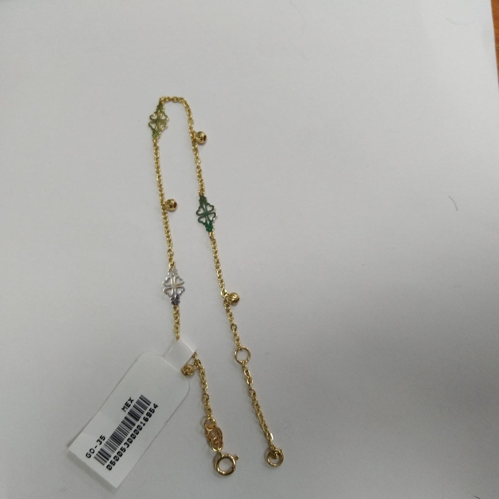 PULSERA ESPECIAL CON TREBOL 14K 18 CM 1.8 GR (NUEVO)