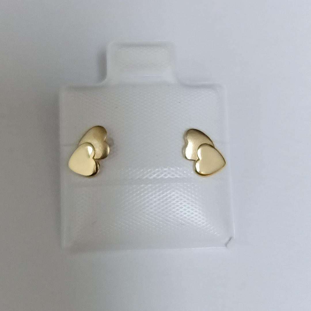 BROQUELES BROQUEL CORAZON DOBLE 14K 0.2171 GR (NUEVO)
