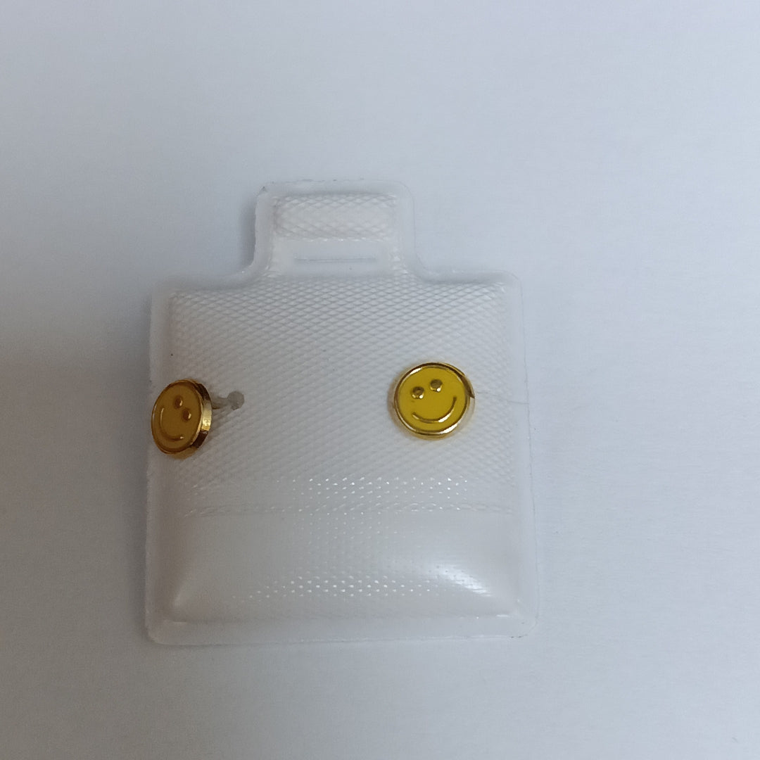 BROQUELES BROQUEL FIG SONRISA ESMALTE AMARILLO 14K 0.2074 GR (NUEVO)