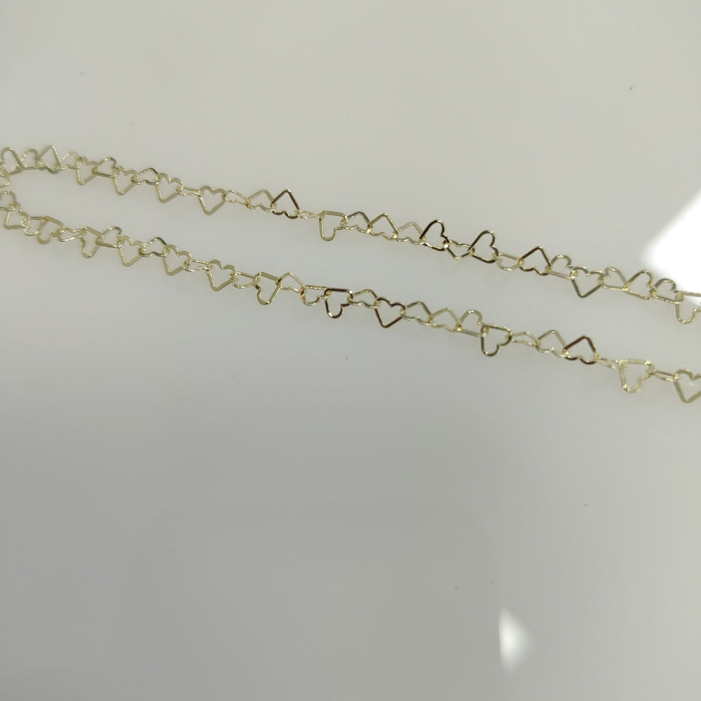 CADENAS TEJIDO CORAZONES ORO 10K 50 CM 2.4 GR (NUEVO)