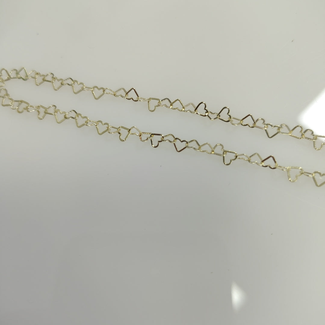 CADENAS TEJIDO CORAZONES ORO 10K 50 CM 2.4 GR (NUEVO)