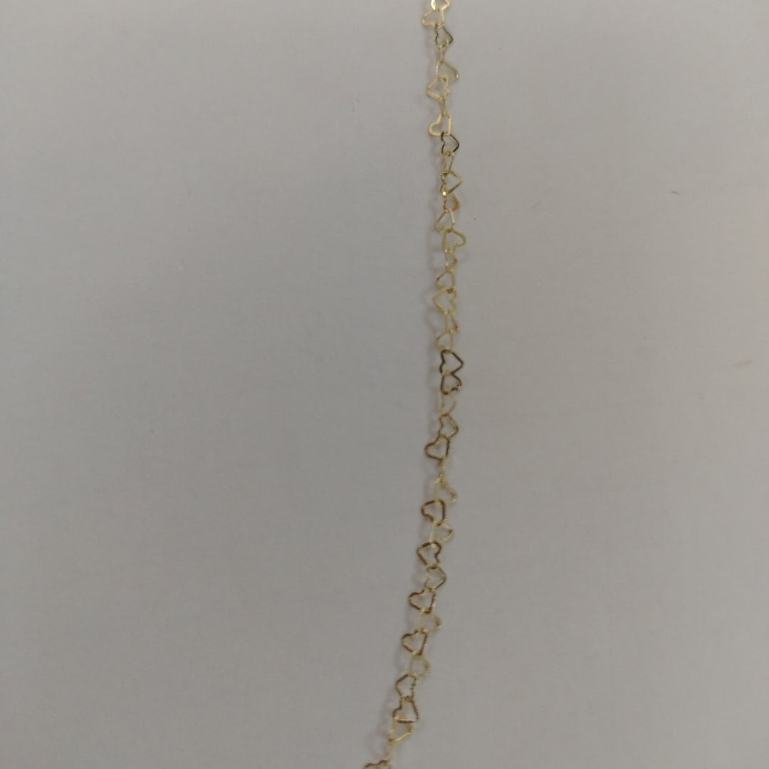 CADENAS TEJIDO CORAZONES ORO 10K 55 CM 1.6 GR (NUEVO)