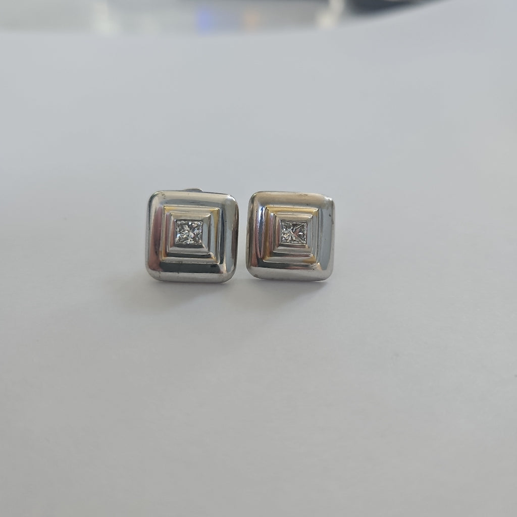 BROQUELES PAR ORO BLANCO 14 K 7,10 GRMS (SEMINUEVO)