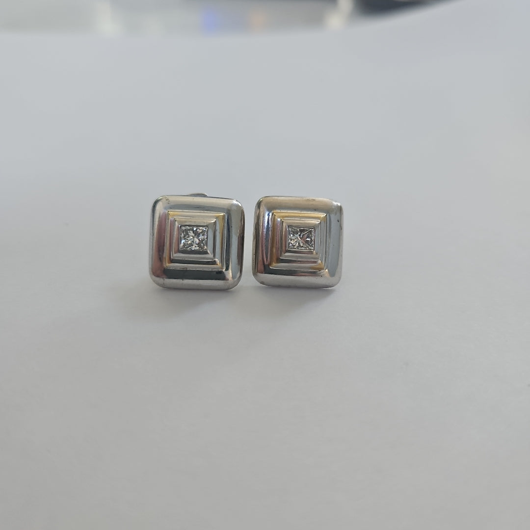 BROQUELES PAR ORO BLANCO 14 K 7,10 GRMS (SEMINUEVO)