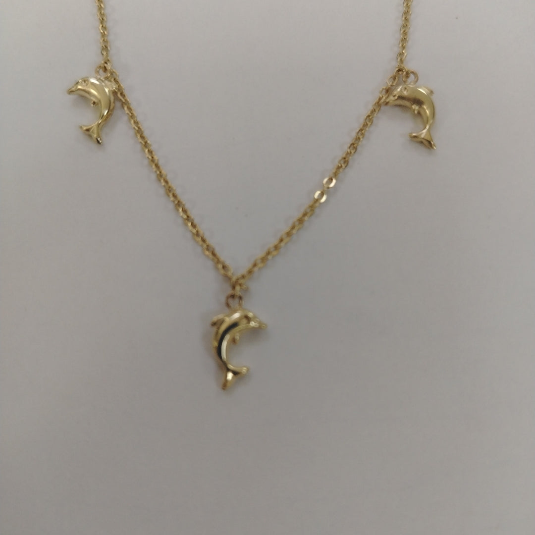 PULSERA ESPECIAL CON DIJES DELFINES 10K 18 CM 2 GR (NUEVO)