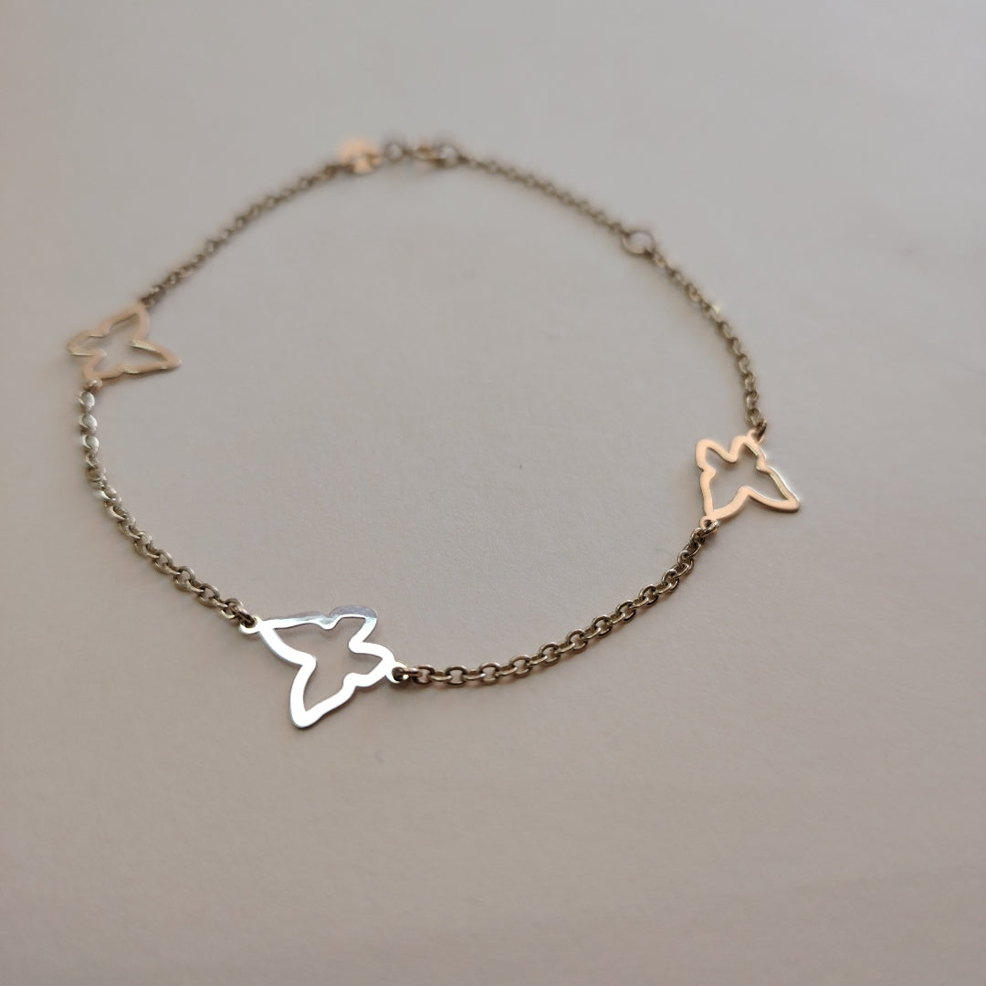 PULSERA ESPECIAL C MARIPOSAS 14K 18 CM 1.7 GR (NUEVO)