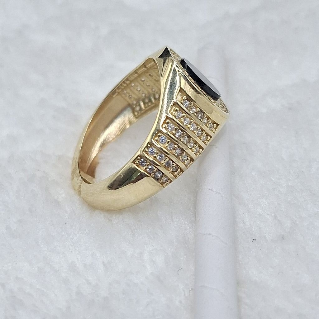 ANILLOS C ONIX Y CIRCONIAS 14K TALLA 9 4.4 GR (NUEVO)