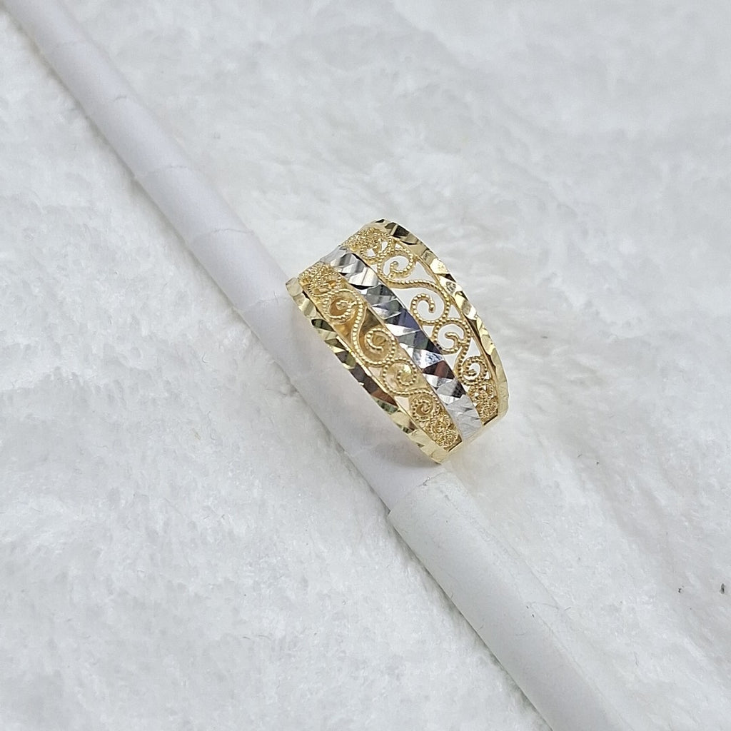 ANILLOS TIPO FILIGRANA COMBINADO 14K TALLA 8 2.7 GR (NUEVO)